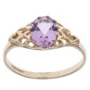 9ct Yellow Gold Amethyst Single Stone Ring