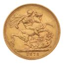 1872 Victoria Young Head UK Full Sovereign Coin