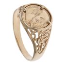 9ct Yellow Gold Mexican Peso St George Coin Ring