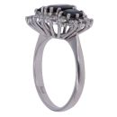 18ct White Gold 0.75ct Brilliant Cut Diamond and Sapphire Cluster Ring