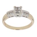 9ct Yellow Gold 0.25ct Princess and Brilliant Cut Diamond Cluster Ring