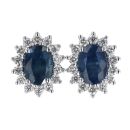 18ct White Gold Sapphire and Diamond Cluster Earrings