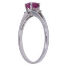 18ct White Gold 0.12ct Baguette and Oval Cut Diamond and Ruby Ring