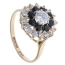 9ct Yellow Gold Cubic Zirconia and Sapphire Cluster Ring
