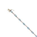 9ct Yellow Gold 0.07ct Diamond and Blue Topaz Bracelet 7"
