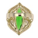14ct Yellow Gold Cubic Zirconia Green Gem Ring