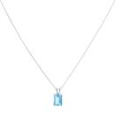 9ct White Gold Blue Topaz Solitaire Pendant and Chain 16"