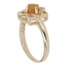 9ct Yellow Gold Orange Opal Floral Single Stone Ring