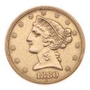 1880 Half Eagle USA 5 Dollars Coin