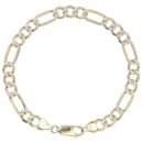 9ct Yellow Gold Diamond Cut Figaro Bracelet 7.5"