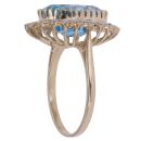 9ct Yellow Gold 0.05ct Diamond and Blue Topaz Cluster Ring