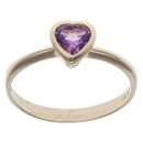 9ct Yellow Gold Amethyst Heart Single Stone Ring