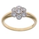 18ct Yellow Gold 0.55ct Brilliant Cut Diamond Cluster Ring