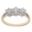 18ct Yellow Gold 0.85ct Diamond Trilogy Ring