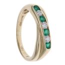 9ct Yellow Gold Cubic Zirconia and Created Emerald Crossover Ring