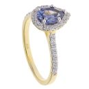 Gold Plated Silver Blue Gemstone And Cubic Zirconia Cluster Ring