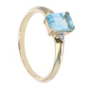 9ct Yellow Gold Created Blue Topaz and Diamond Ring