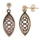 9ct Yellow and Rose Gold Welsh Royalty Clogau Drop Earrings