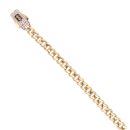 14ct Yellow Gold Monaco Curb Classic Cubic Zirconia Pave Lock Bracelet 7"