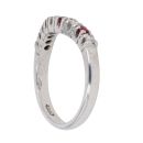 18ct White Gold 0.15ct Brilliant Cut Diamond and Ruby Wishbone Ring