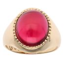 9ct Yellow Gold Created Ruby Cabochon Signet Ring