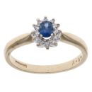 9ct Yellow Gold 0.09ct Diamond and Sapphire Cluster Ring
