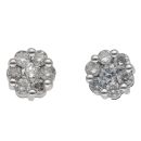 9ct White Gold 1.00ct Brilliant Cut Diamond Cluster Earrings