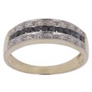 9ct Yellow Gold 0.33ct Brilliant Cut Black and Colourless Diamond Fancy Ring