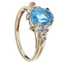 9ct Yellow Gold 0.05ct Diamond and Blue Topaz Ring