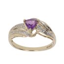 9ct Yellow Gold 0.05ct Diamond and Amethyst Fancy Ring