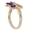 9ct Yellow Gold 0.09ct Diamond And Created Amethyst Fancy Ring