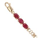 9ct Yellow Gold Ruby Hearts Bracelet 7.5"