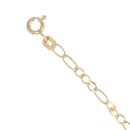 9ct Yellow Gold 0.01ct Diamond Heart Figaro Bracelet 9"