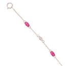 9ct White Gold 0.11ct Diamond And Created Ruby Bracelet 7"