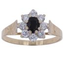 9ct Yellow Gold Sapphire and Cubic Zirconia Cluster Ring