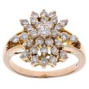 14ct Yellow Gold 1.25ct Diamond Cluster Ring