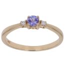 18ct Yellow Gold 0.04ct Diamond and Tanzanite Solitaire Ring