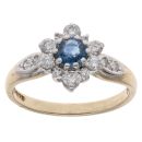 9ct Yellow Gold 0.40ct Diamond And Sapphire Cluster Ring