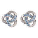 Silver Cubic Zirconia and Blue Gemstone Stud Earrings