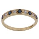 18ct Yellow Gold 0.15ct Brilliant Cut Diamond and Sapphire Half Eternity Ring