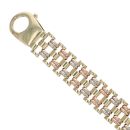 9ct Yellow White and Rose Gold Watch Strap Fancy Bracelet 8"