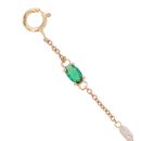 9ct Yellow Gold 0.13ct Diamond And Created Emerald Bracelet 7"