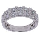 18ct White Gold 1.00ct Brilliant Cut Diamond Two Row Fancy Ring