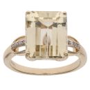 14ct Yellow Gold 0.04ct Brilliant Cut Diamond and Prasiolite Ring