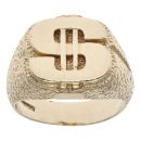 9ct Yellow Gold Textured Dollar Signet Ring