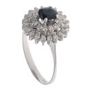 18ct White Gold 0.50ct Brilliant Cut Diamond and Sapphire Cluster Ring