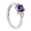 9ct White Gold Created Amethyst and Diamond Heart Dress Ring