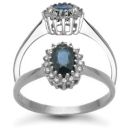 9ct White Gold 0.12ct Diamond & Sapphire Ring