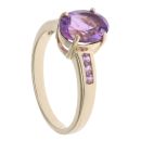 9ct Yellow Gold Pink Sapphire and Amethyst Ring
