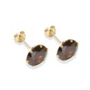 9ct Yellow Gold Brown Cubic Zirconia Stud Earrings 8mm